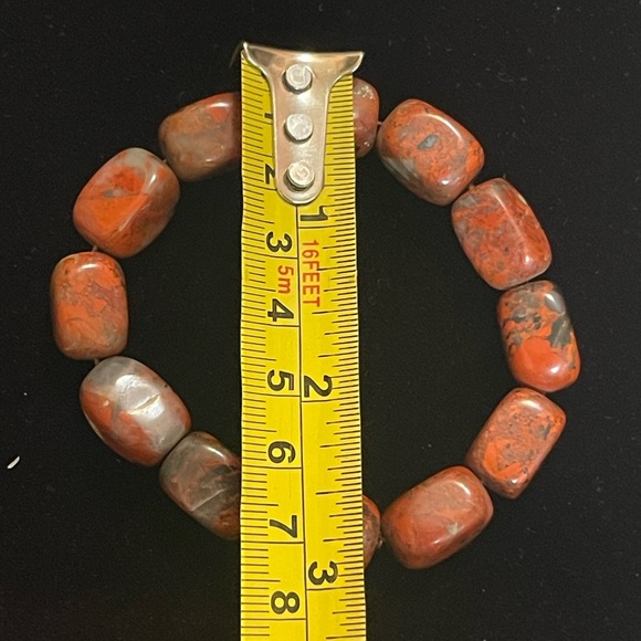Lee sands Red Jasper Bracelet Natural Stone Stretch Bangle Cuff - Picture 2 of 3